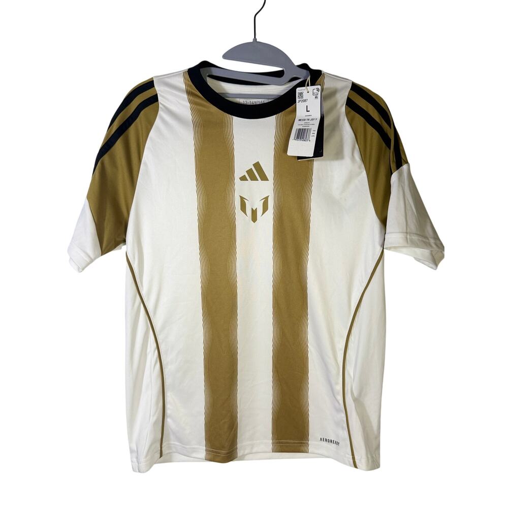 Adidas Messi Training Soccer Jersey Youth L White Gold NWT